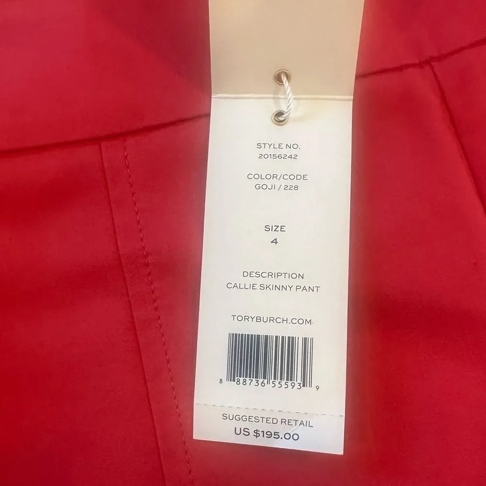 BRAND NEW WITH TAG! Tory Burch Women's Callie Skinny Pants Pink Color Size 4